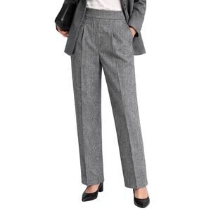 Max Mara Wool Cashmere Tailored Straight Leg Tweed Pants Gray Size 10